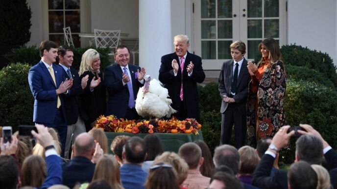 Trump Pardons Turkeys Gobble and Waddle