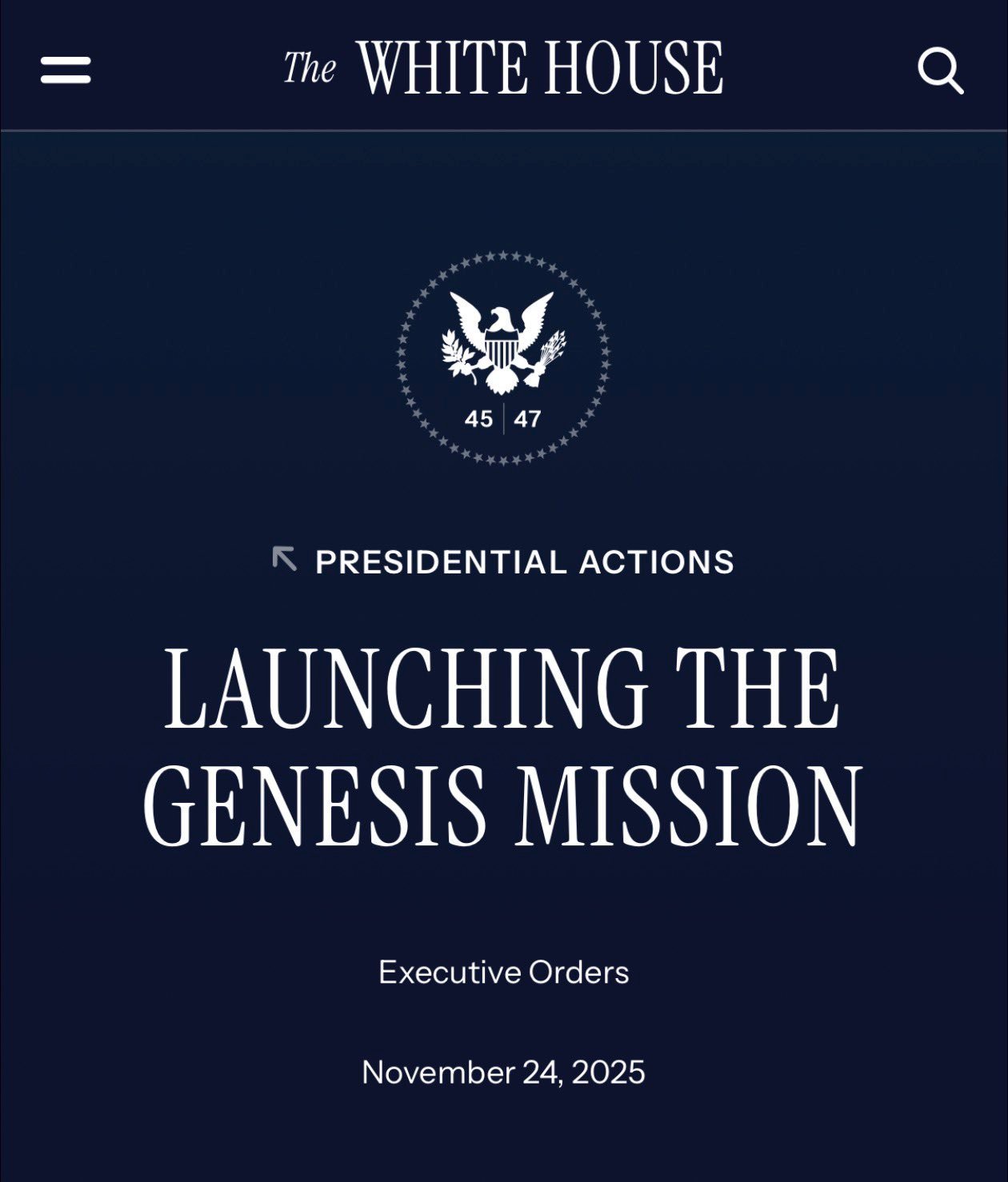Trump Launches AI “Genesis Mission”