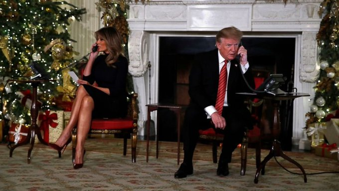 Trump Takes Part in NORAD Santa Tracker Calls on Christmas Eve