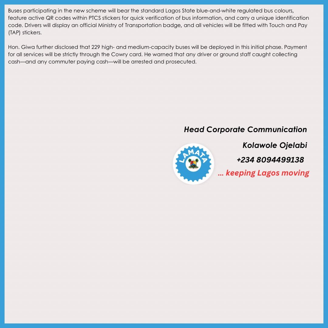 Lagos Set to Launch New Regulated Bus Operations on Lekki–Epe Corridor