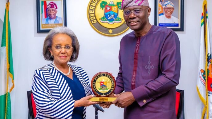 Sanwo-Olu Hosts Former Ethiopian President at Lagos House