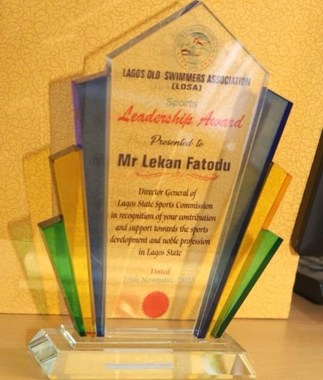 Lagos Sports Commission DG Honoured by Old Swimmers Association