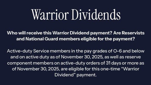 Trump Announces $1,776 ‘Warrior Dividend’ for U.S. Troops at Christmas